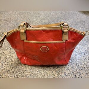 Coral Coach Tote Bag